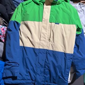 Burton Symbol Snowboard Jacket, Boys Youth Large, Slime Block Green/Tan/Blue New